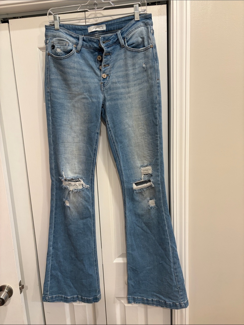 Women’s Kancan Light Blue Distressed Flare Jeans